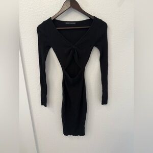 Naked wardrobe Black Ribbed Knit cutout Dress small S